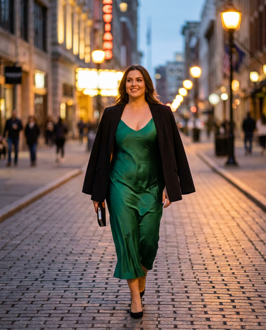 1. Sleek Satin Slip Dress for a City Night Out