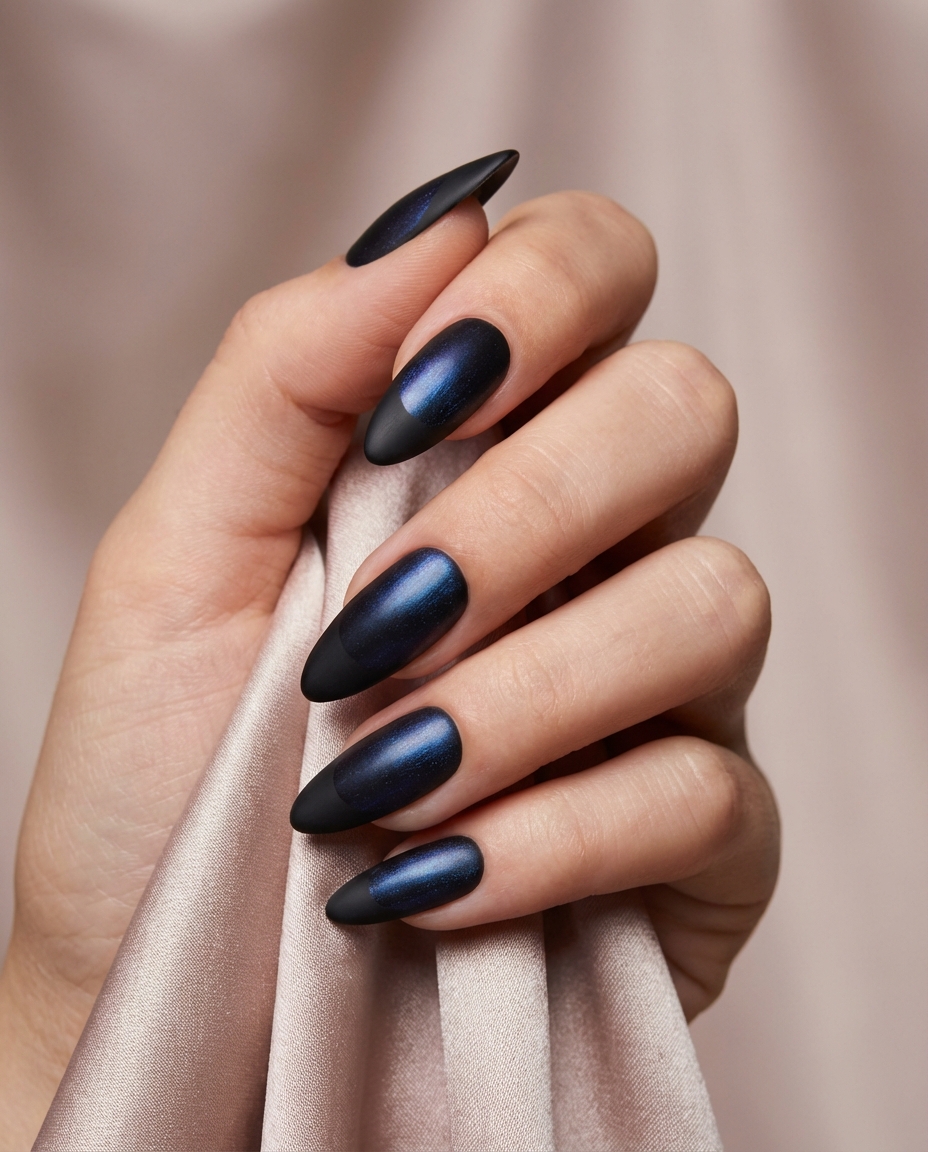 26. Black Tips with Subtle Blue Shimmer