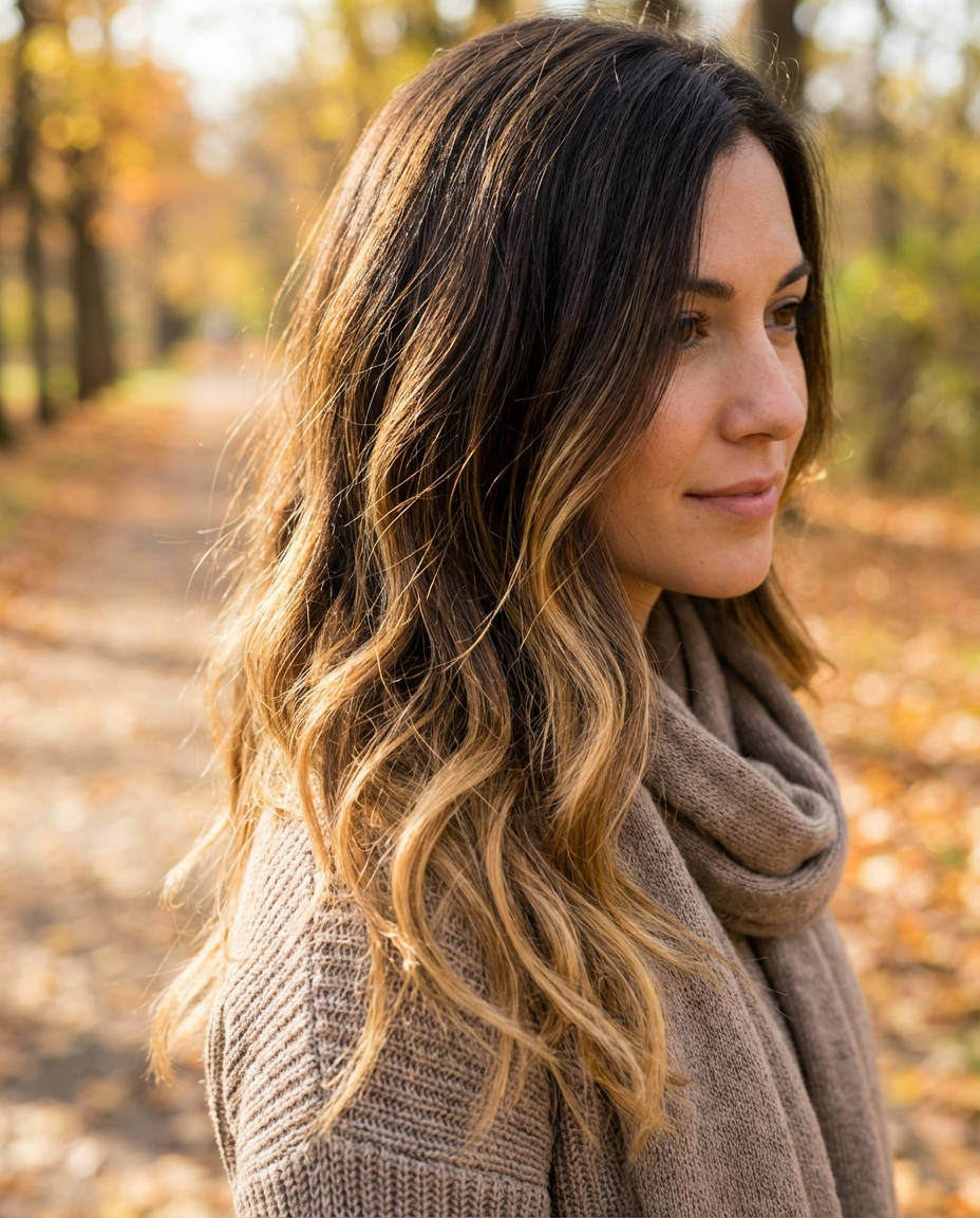 Warm Brown with Golden Blonde Balayage