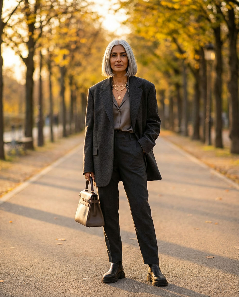 Brown Blazer with Trousers for Women Classy