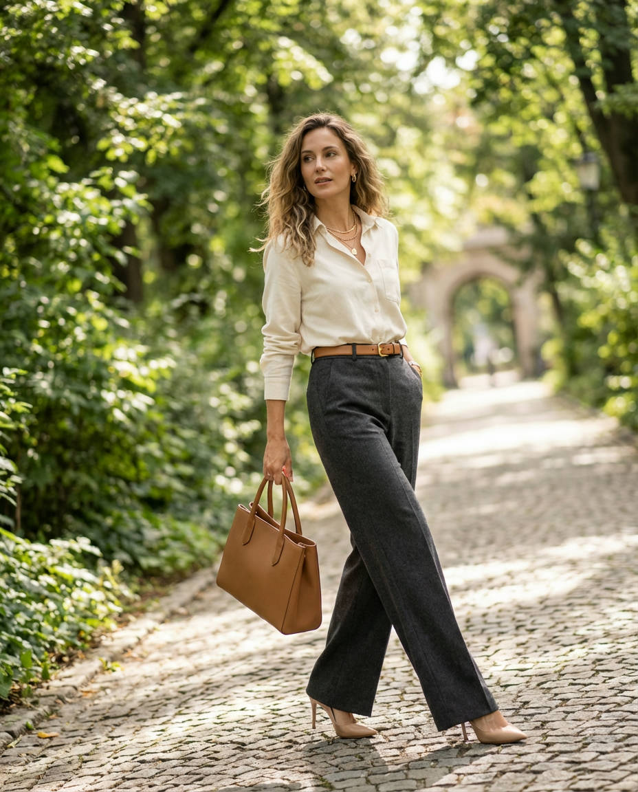 Polished Cardigan & Pleated Midi Skirt
