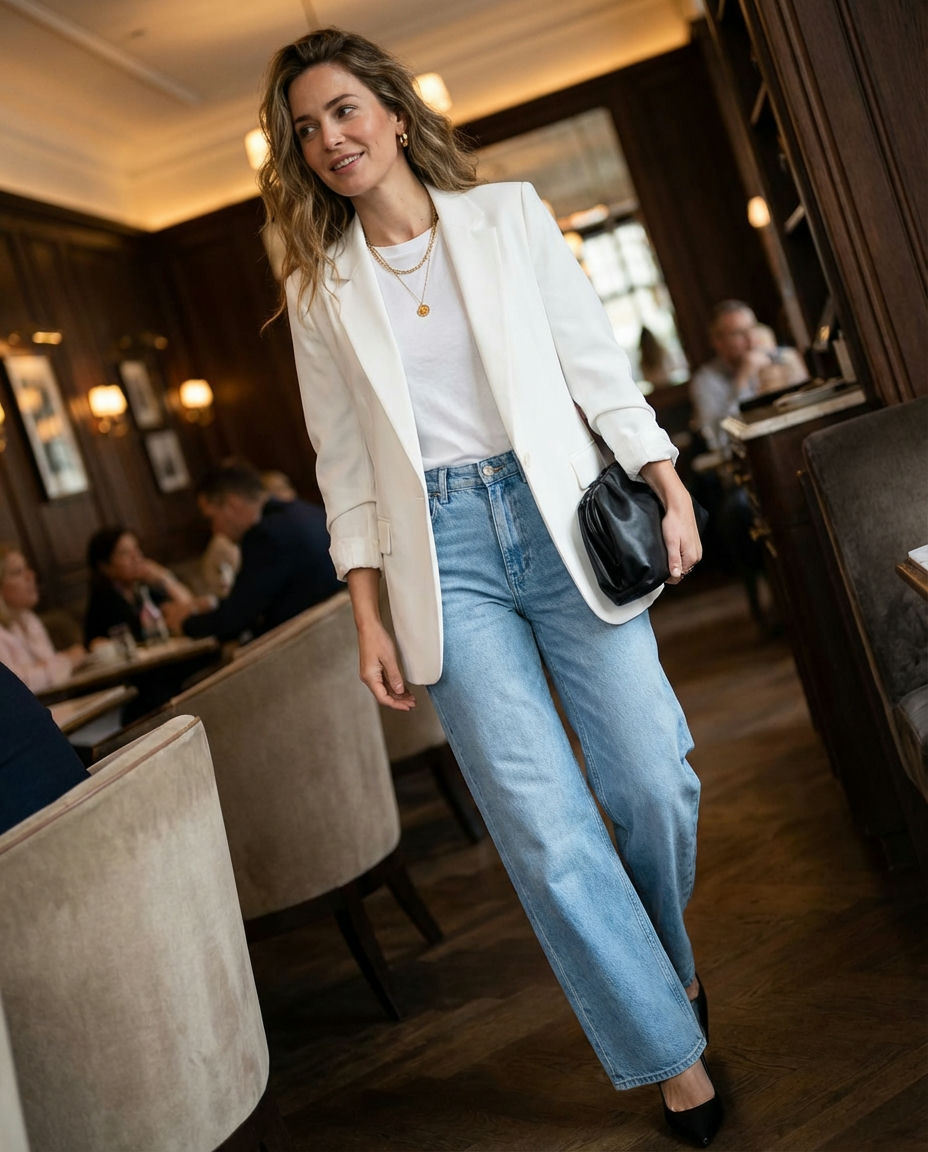 White Denim Flare for Spring Festivals