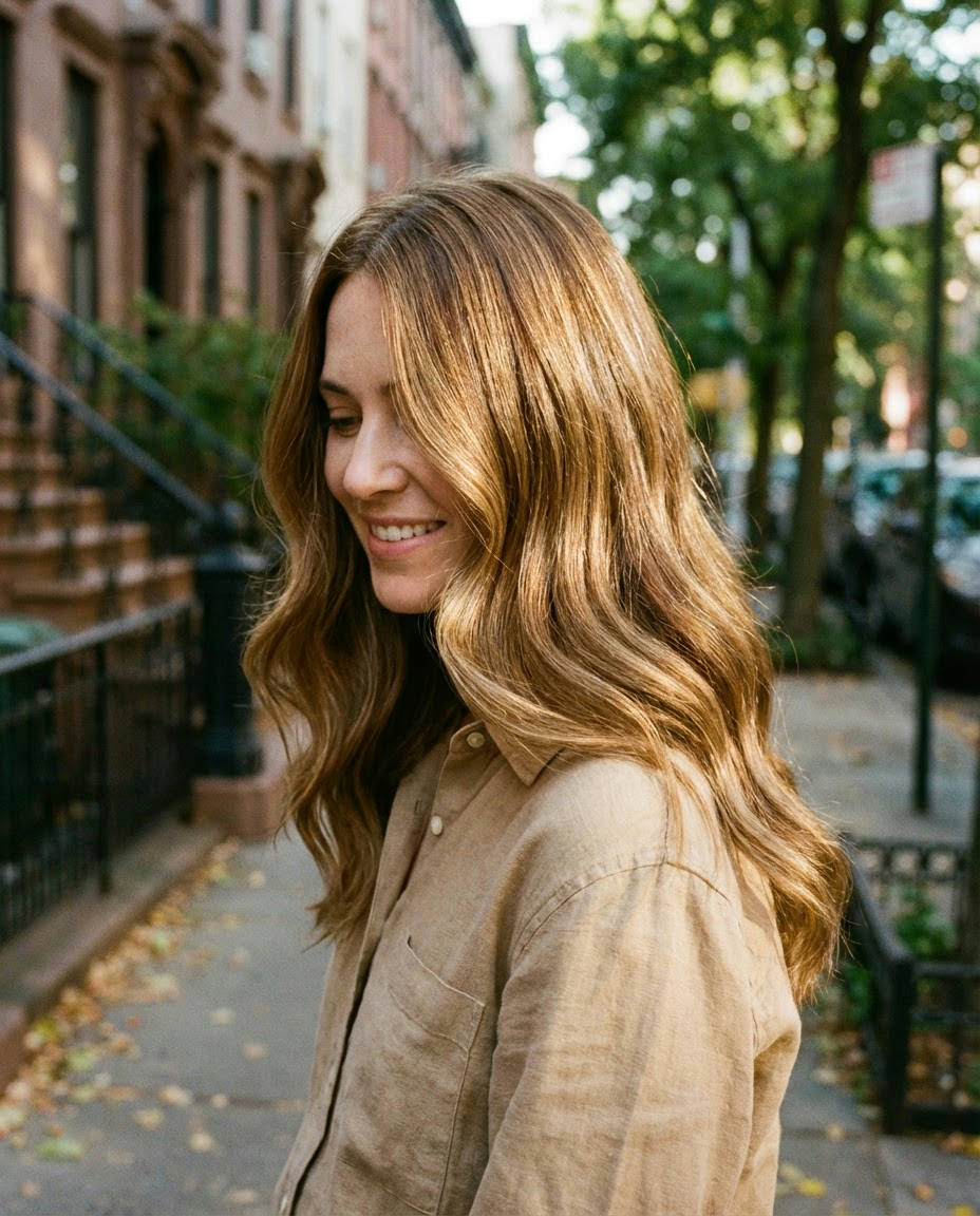 European Inspired Light Brown Color Block