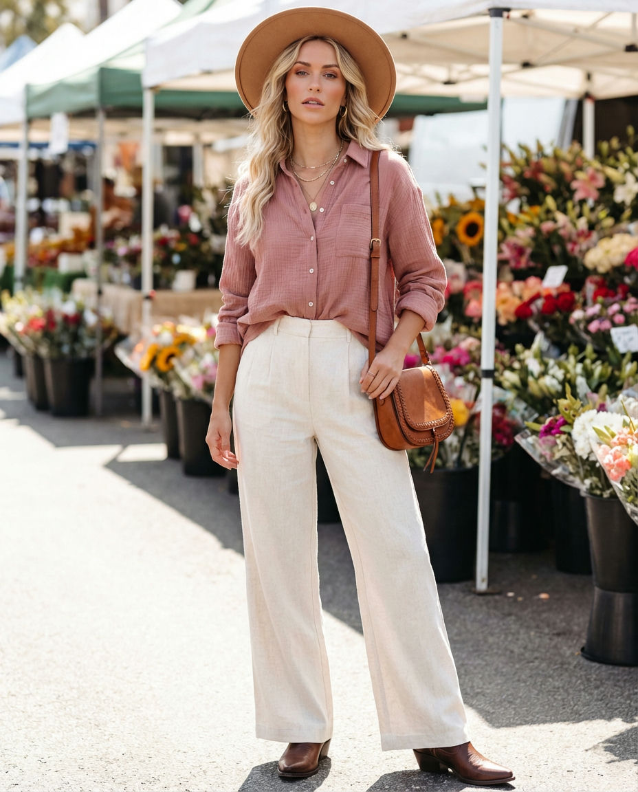 The Boho-Western Blouse & Wide-Leg Pants