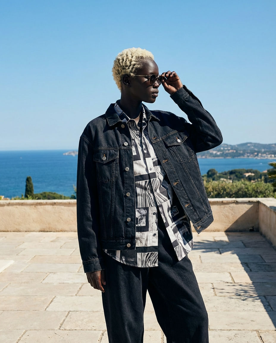 Elevated Denim Jacket & Turtleneck