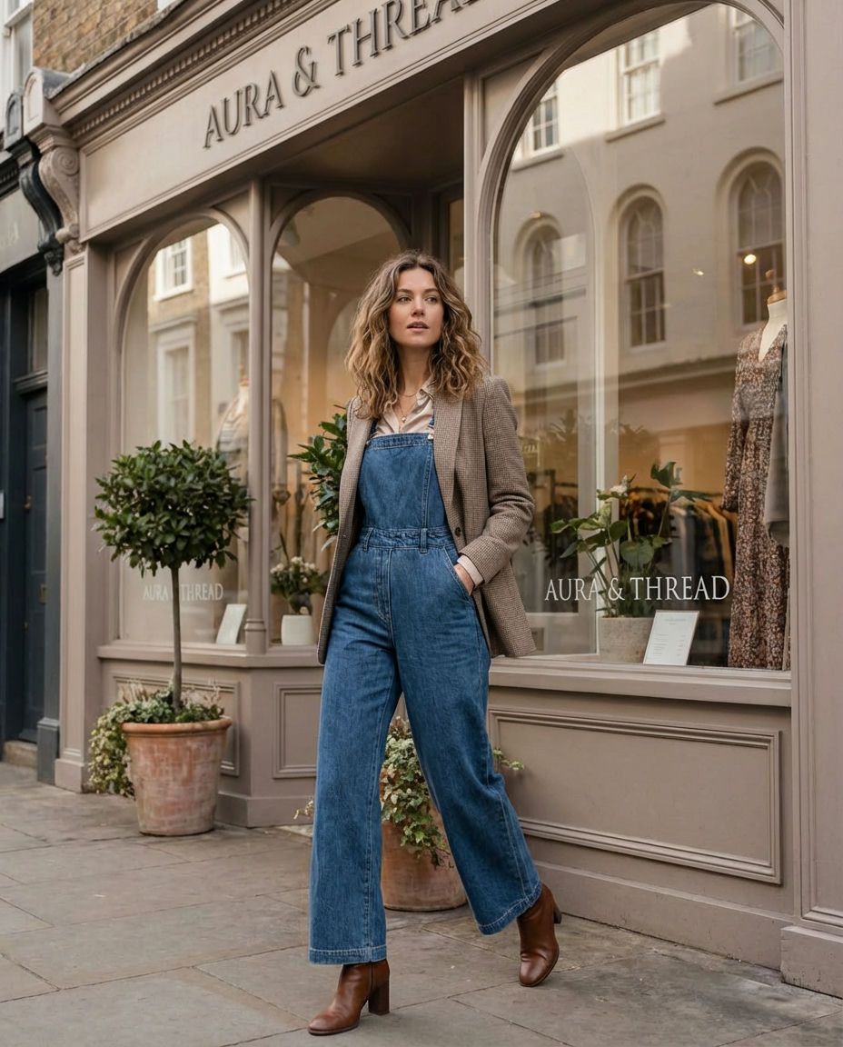 Black Overalls with a Pop of Color Tee