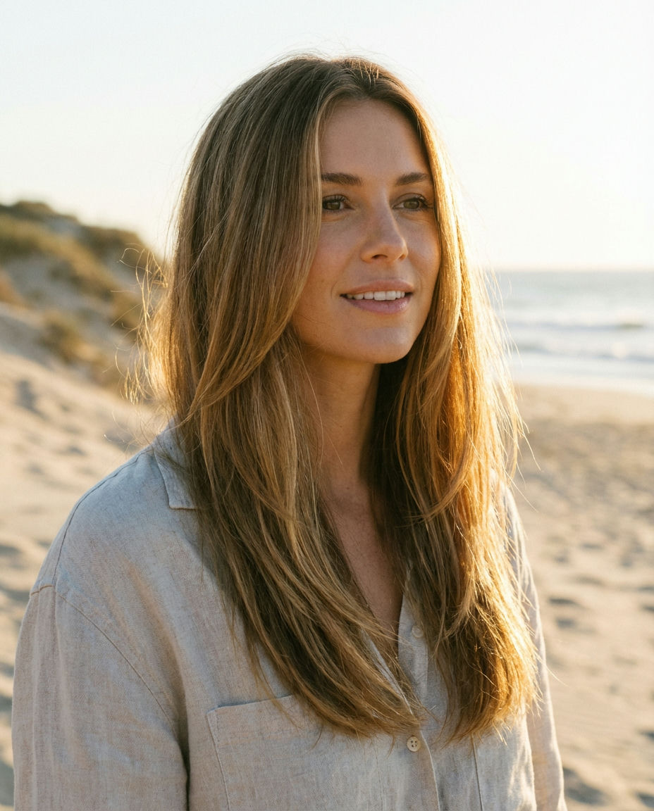Light Brown with Chunky Blonde Highlights