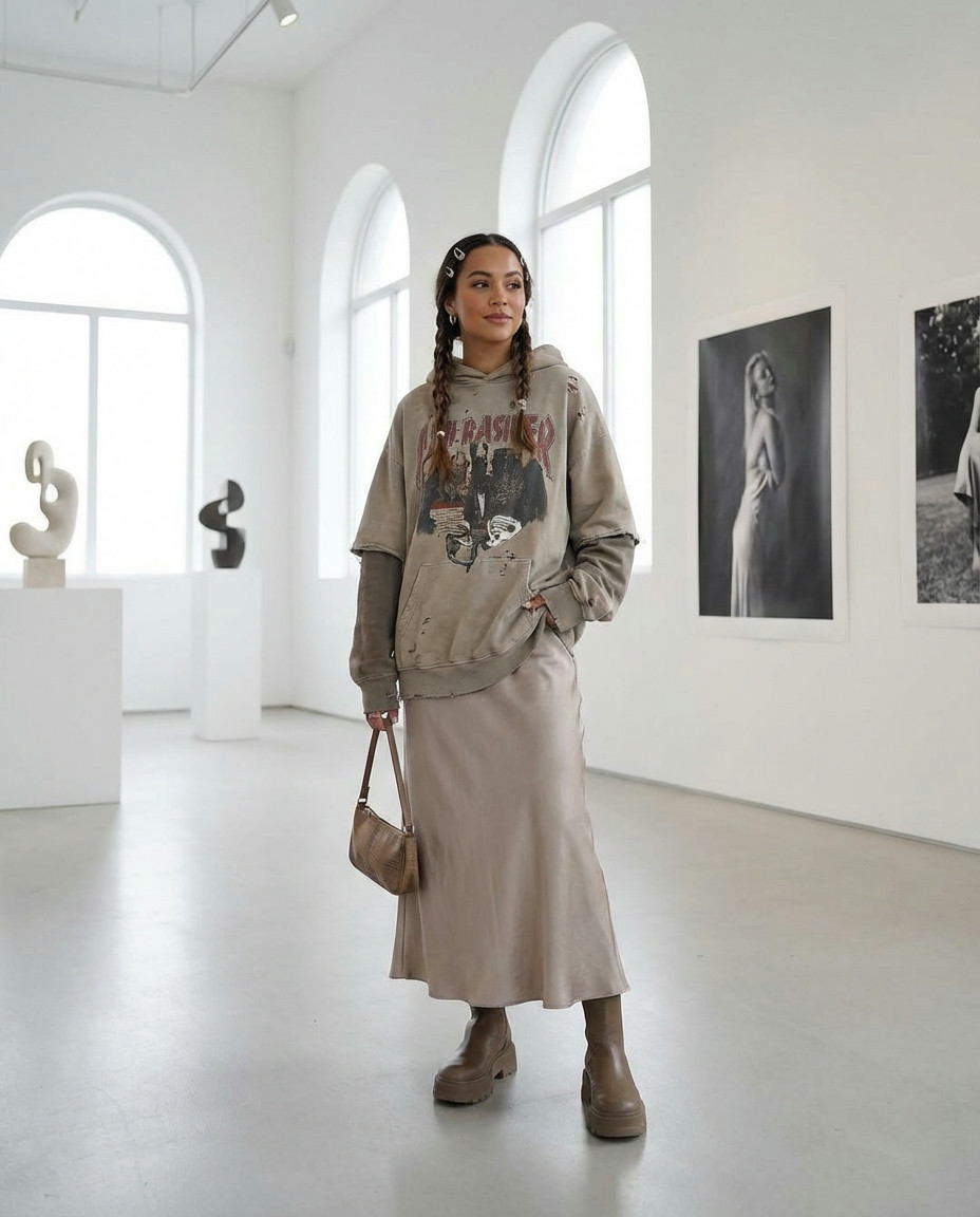 Oversized Sweater and Mini Skirt