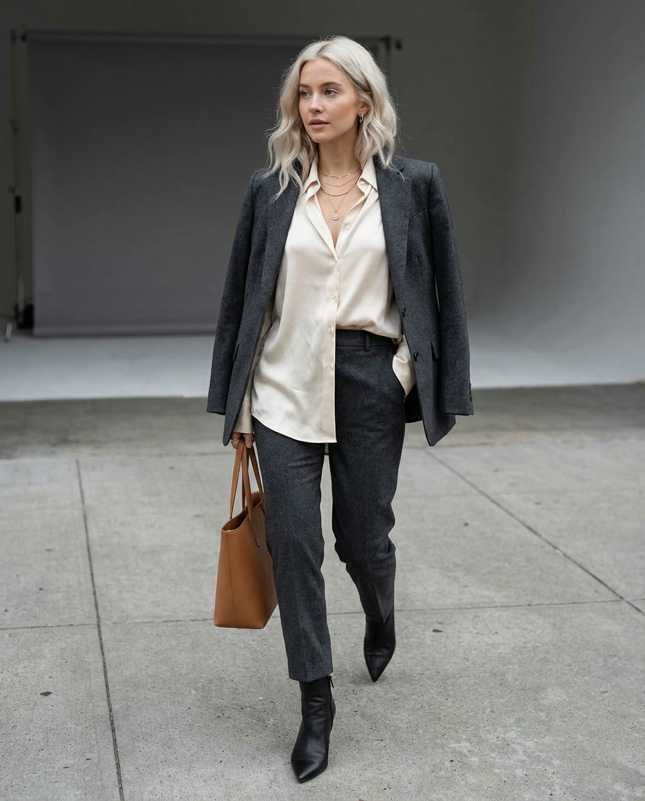 Leather Blazer & Wide-Leg-Pants