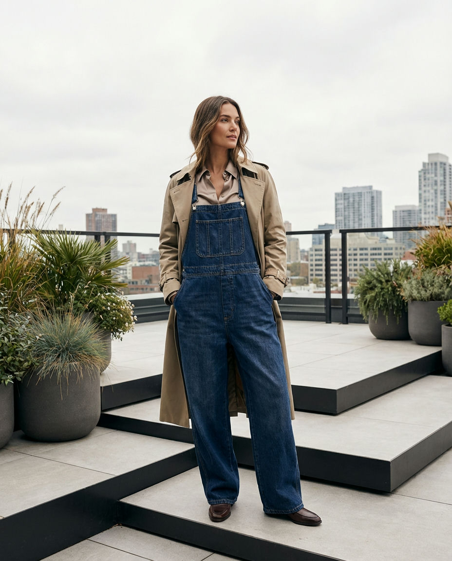 Baggy Khaki Overalls with a Fisherman Beanie for Men