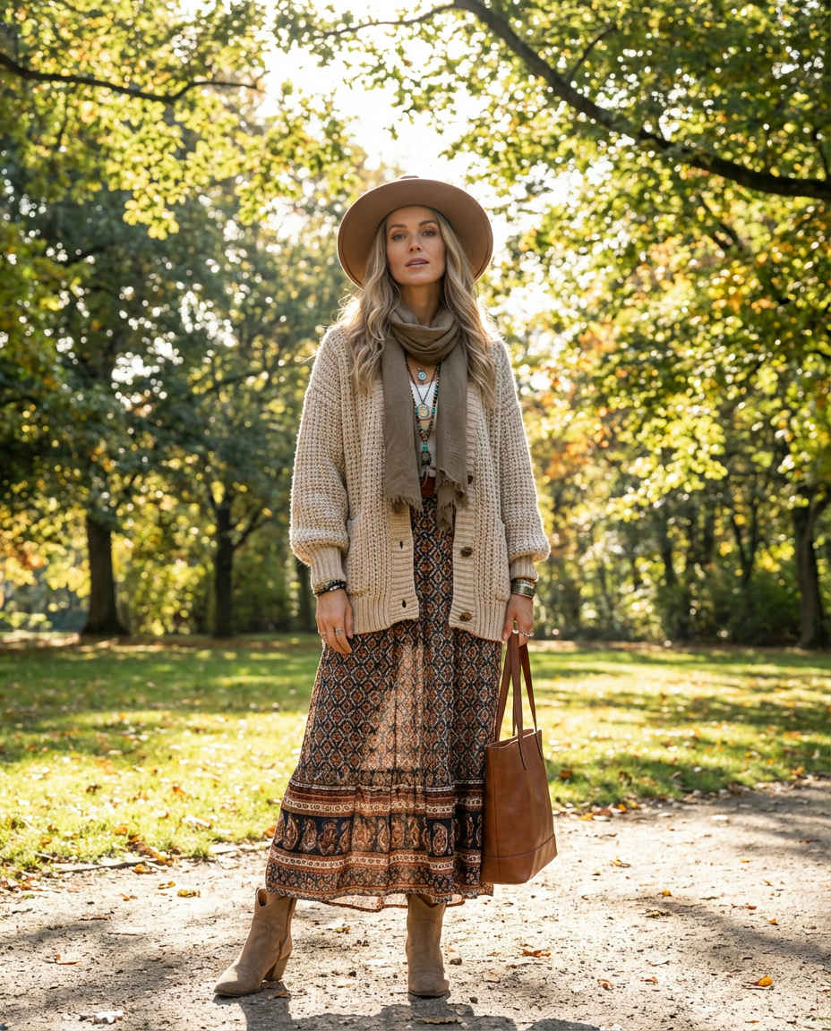 Classic Cardigan and Jeans