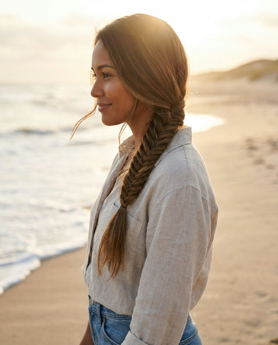 Twisted Back Half-Updo for Long Hair