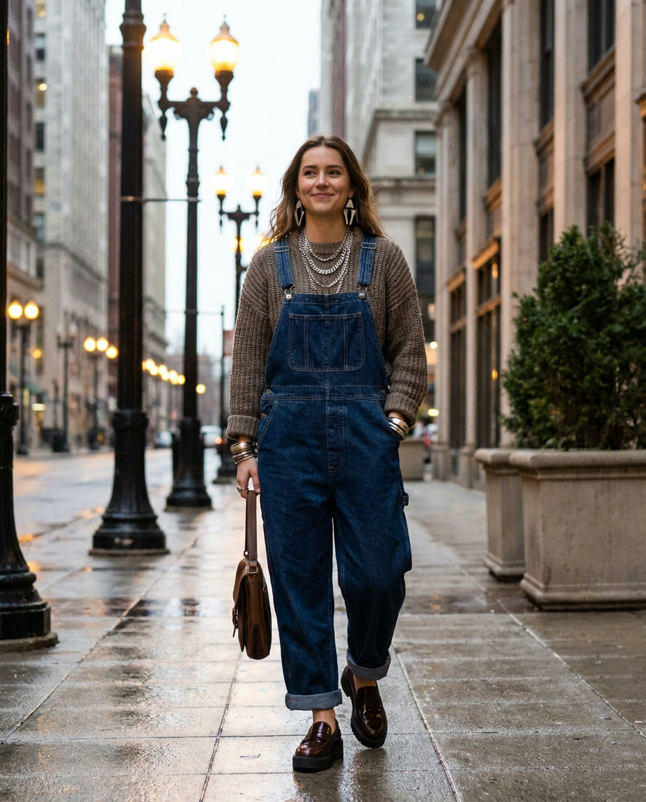 Clean White Short Overalls with a Striped Top