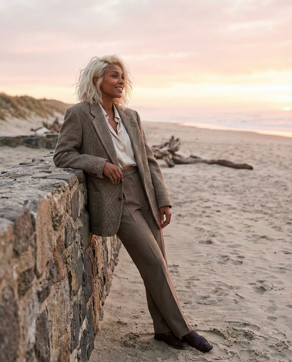 Oversized Blazer with a Midi Skirt