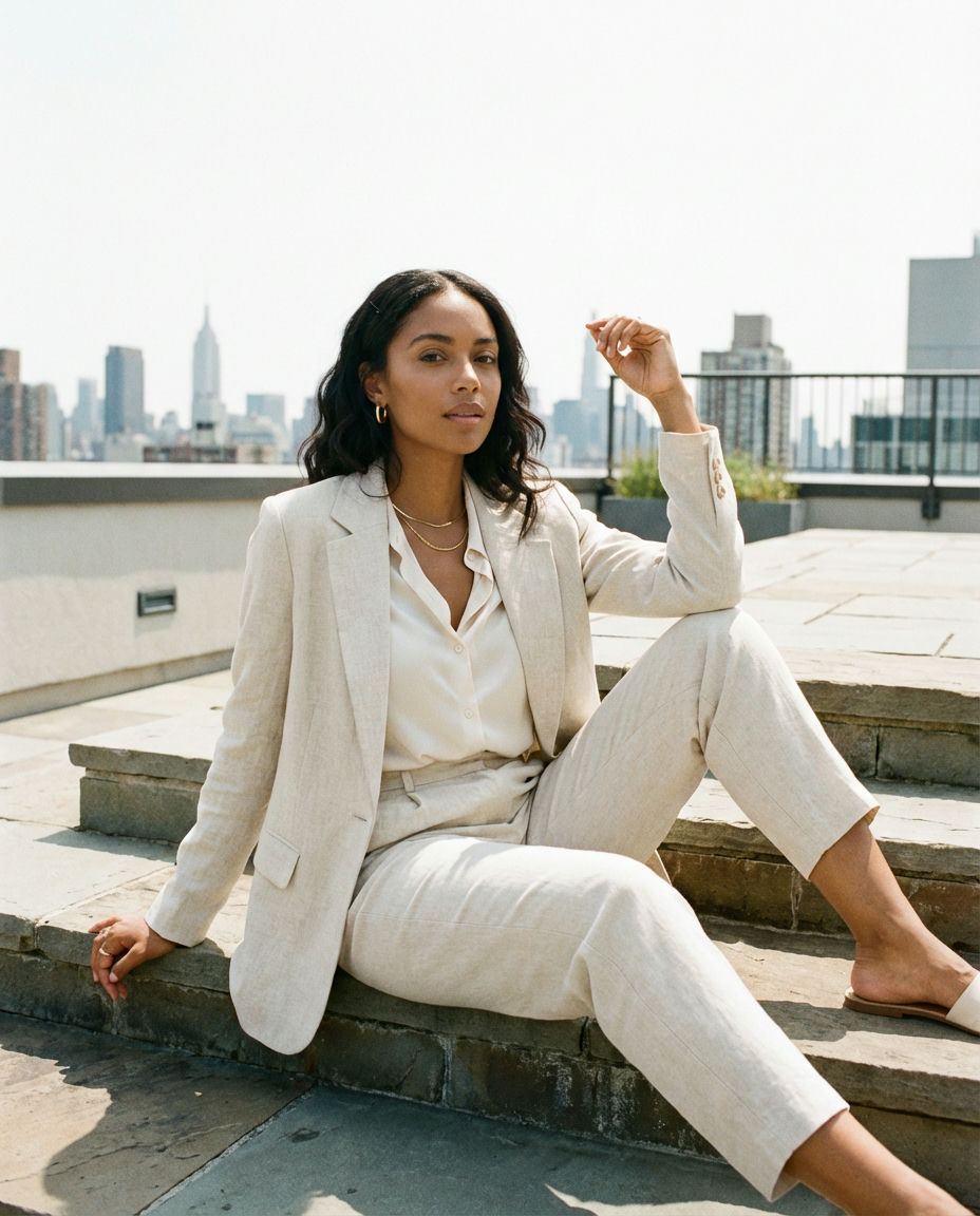 Deconstructed Blazer with Wide-Leg Pants