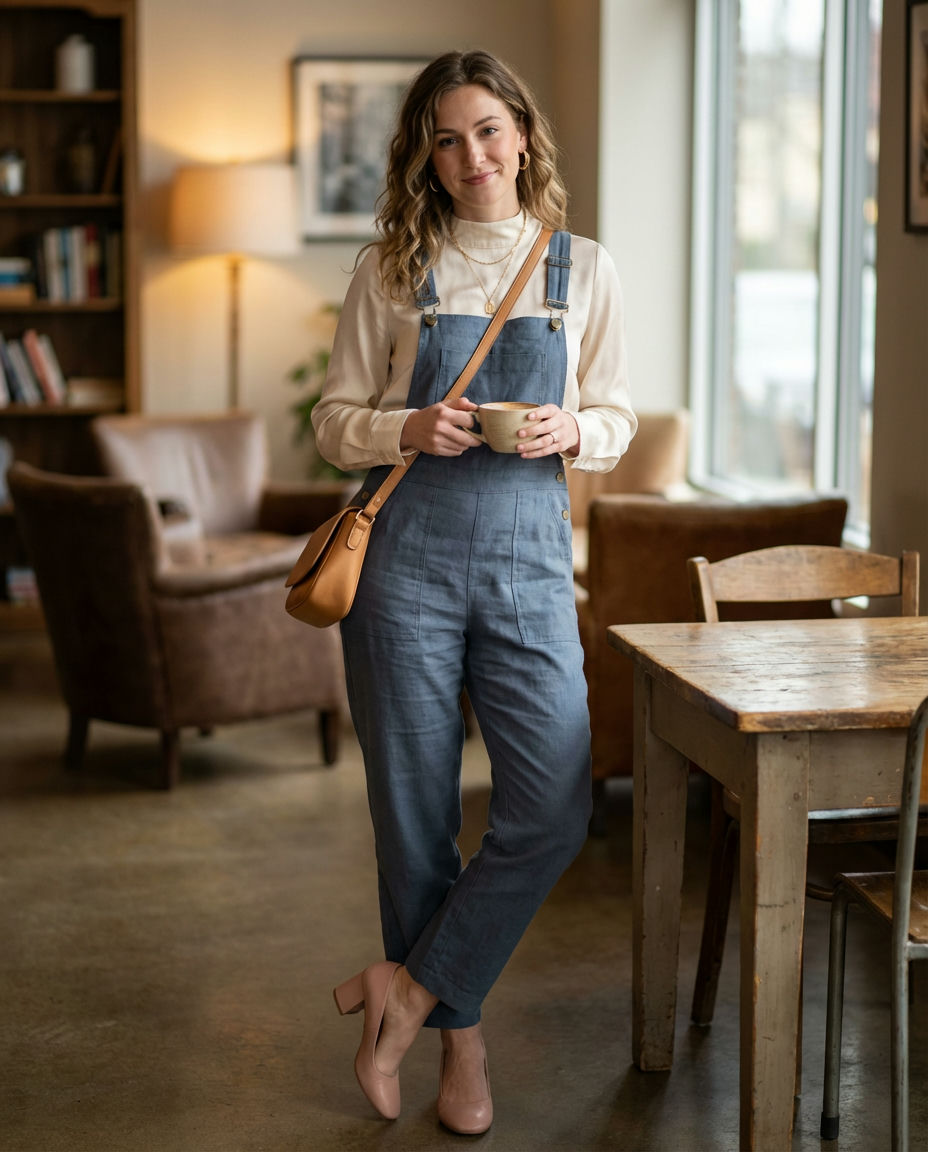 Utility-Inspired Khaki Overalls for the Modern Woman
