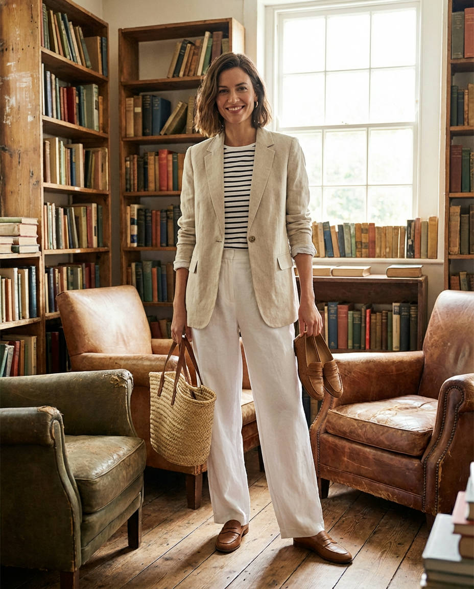 Statement Blouse & Neutral Pencil Skirt
