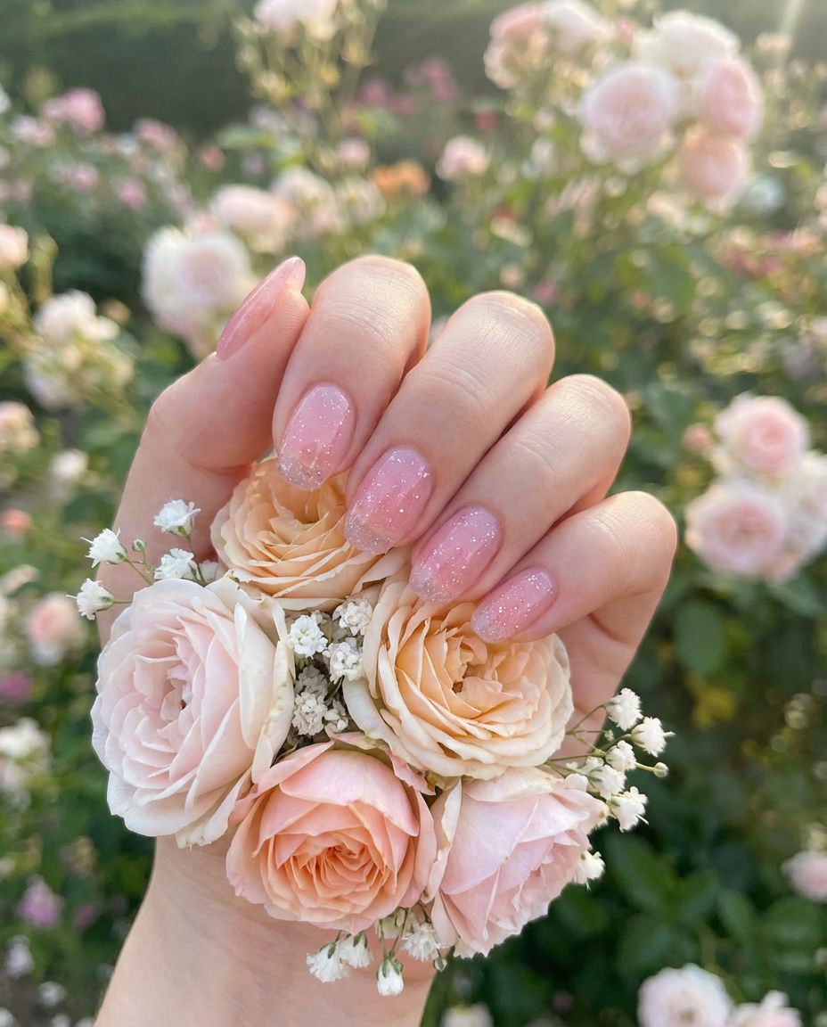 Subtle Green and Pink French Tips