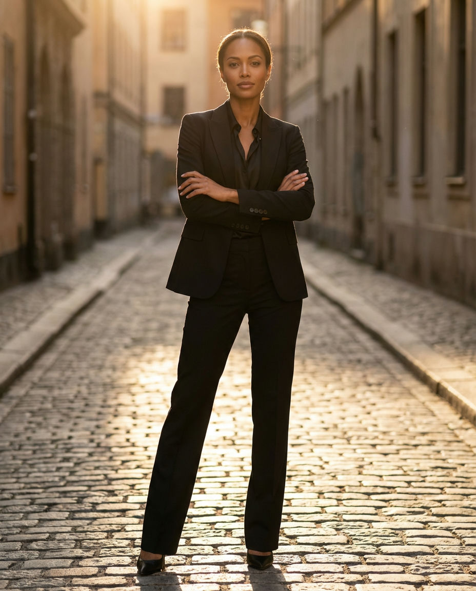 Velvet Blazer with Silk Camisole & Skirt