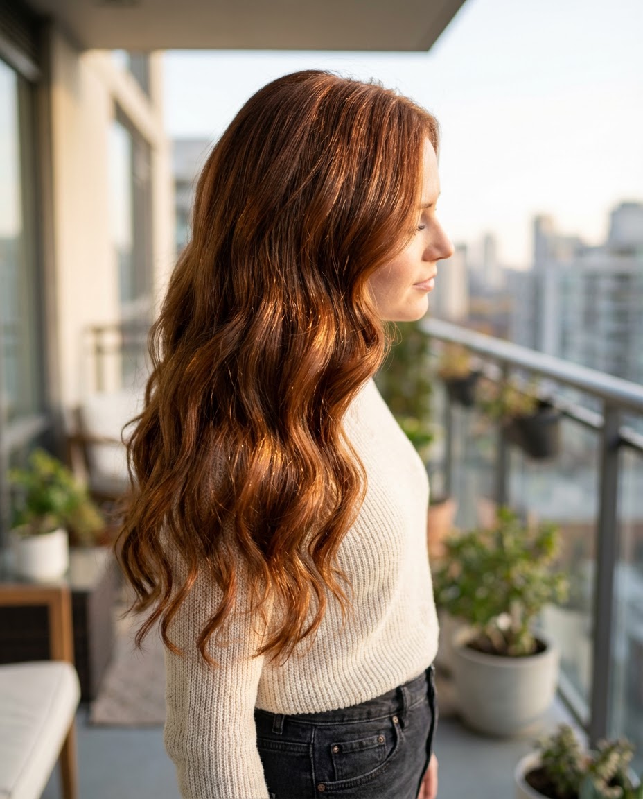 Caramel Ombre with a Deep Light Brown Root