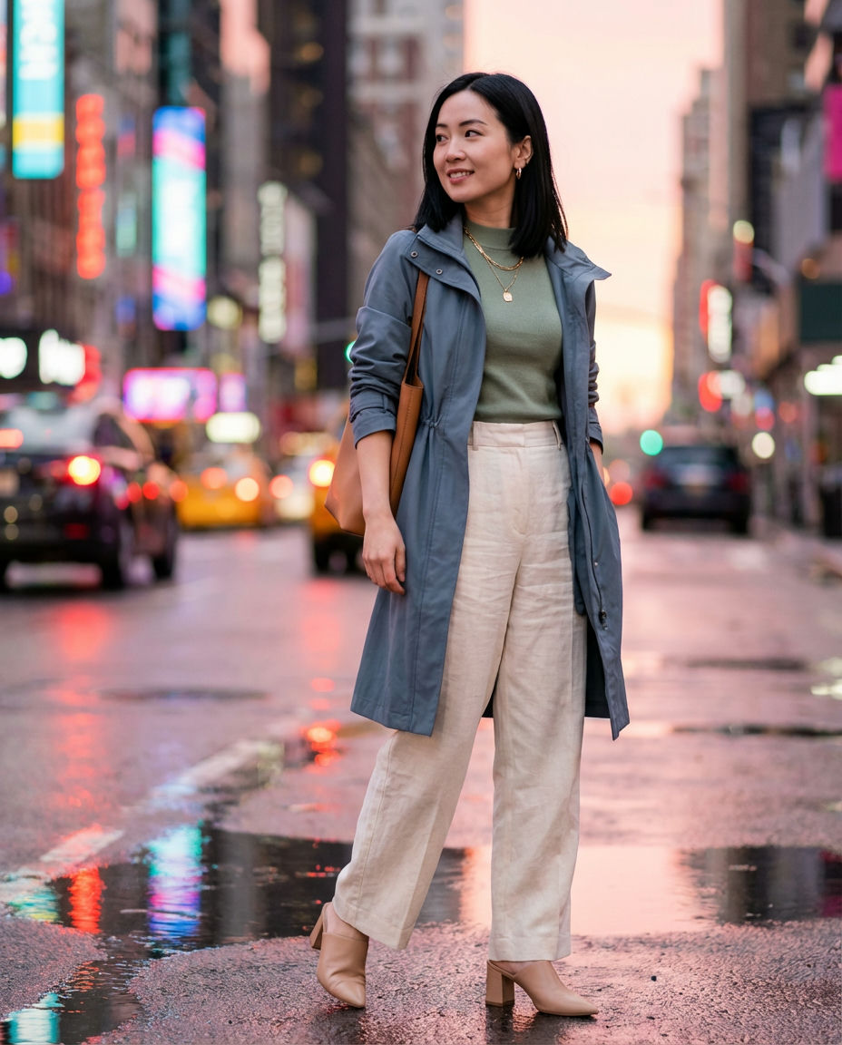 Playful Raincoat & Colorful Kicks