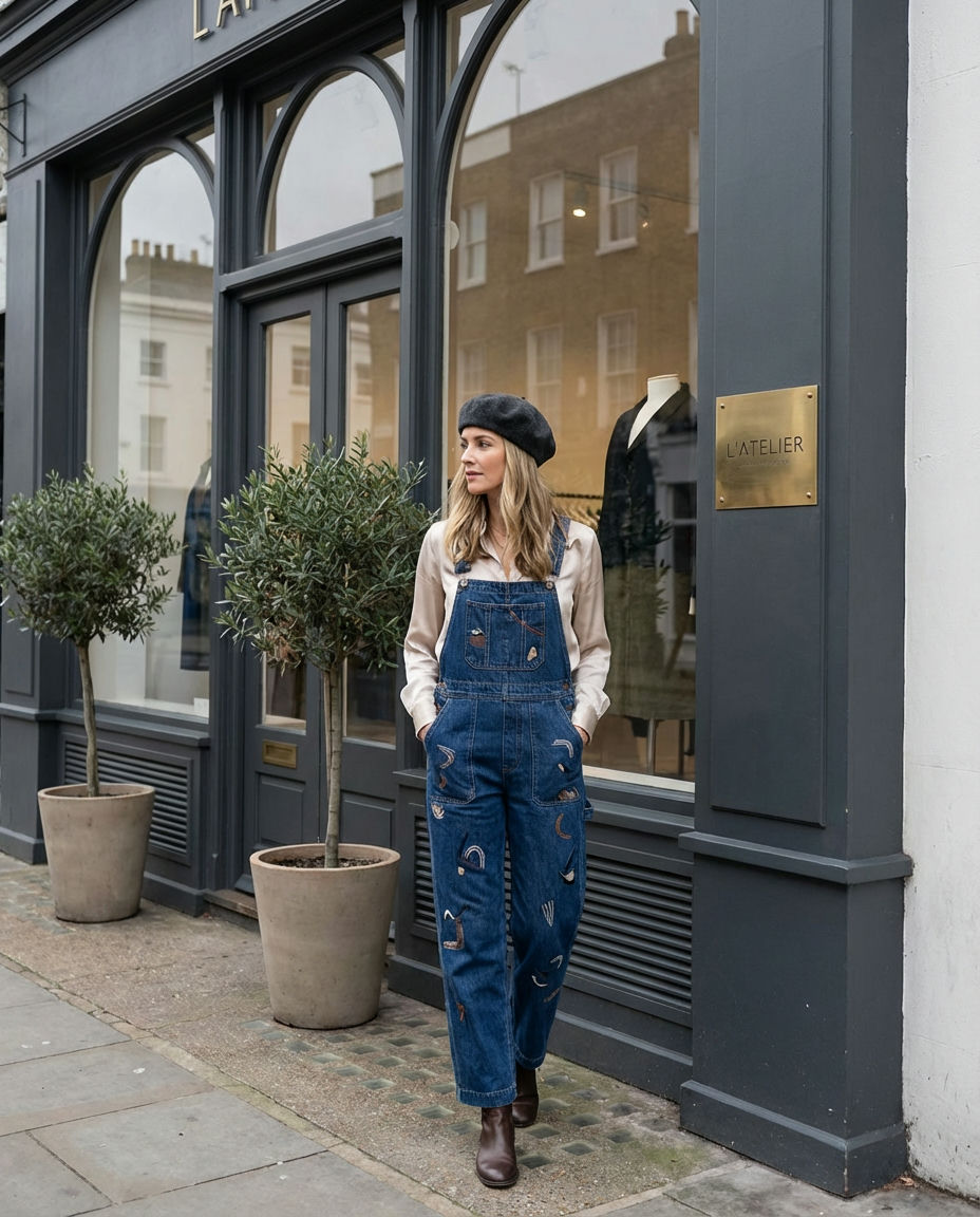 Playful Short Denim Overalls with a Graphic Tee