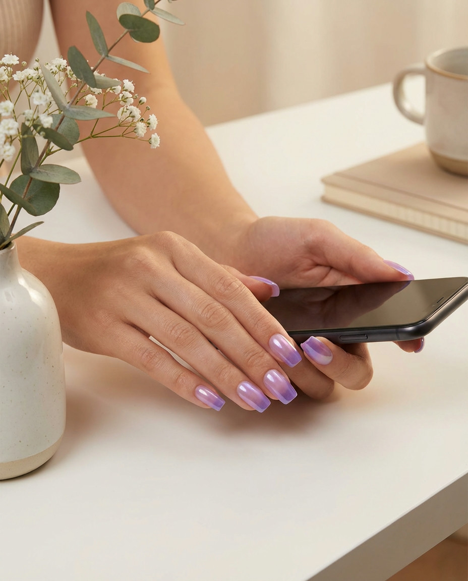 Cosmic Pink Aura Nails