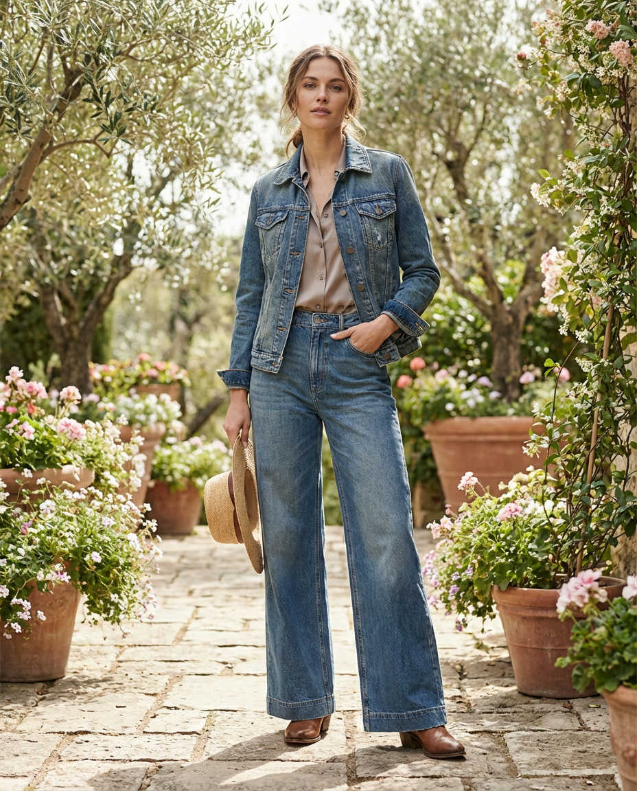 Full Denim Skirt for a Retro Vibe