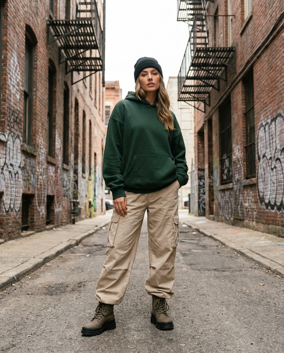 26. Oversized Hoodie & Cargo Pants