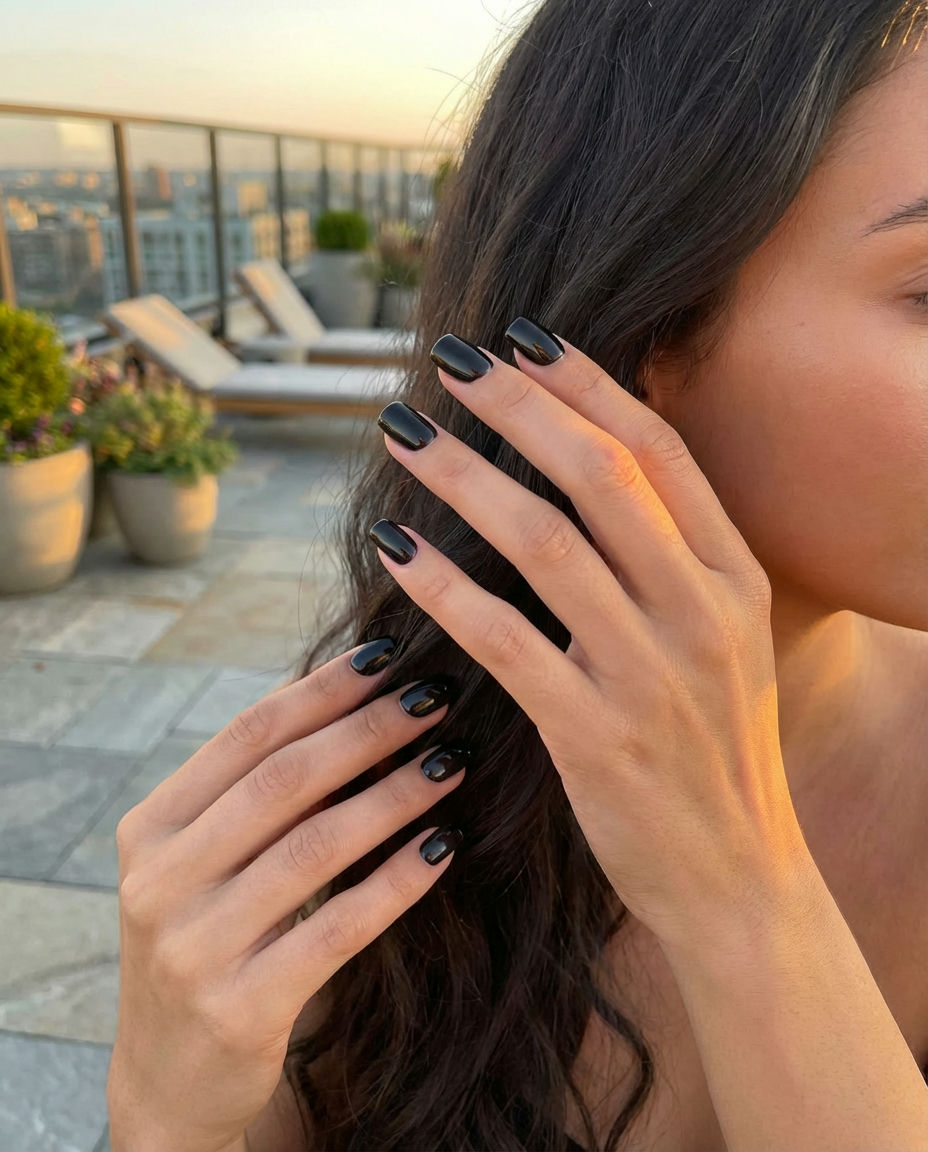 Mystical Dark Purple Square Nails Enigmatic Charm