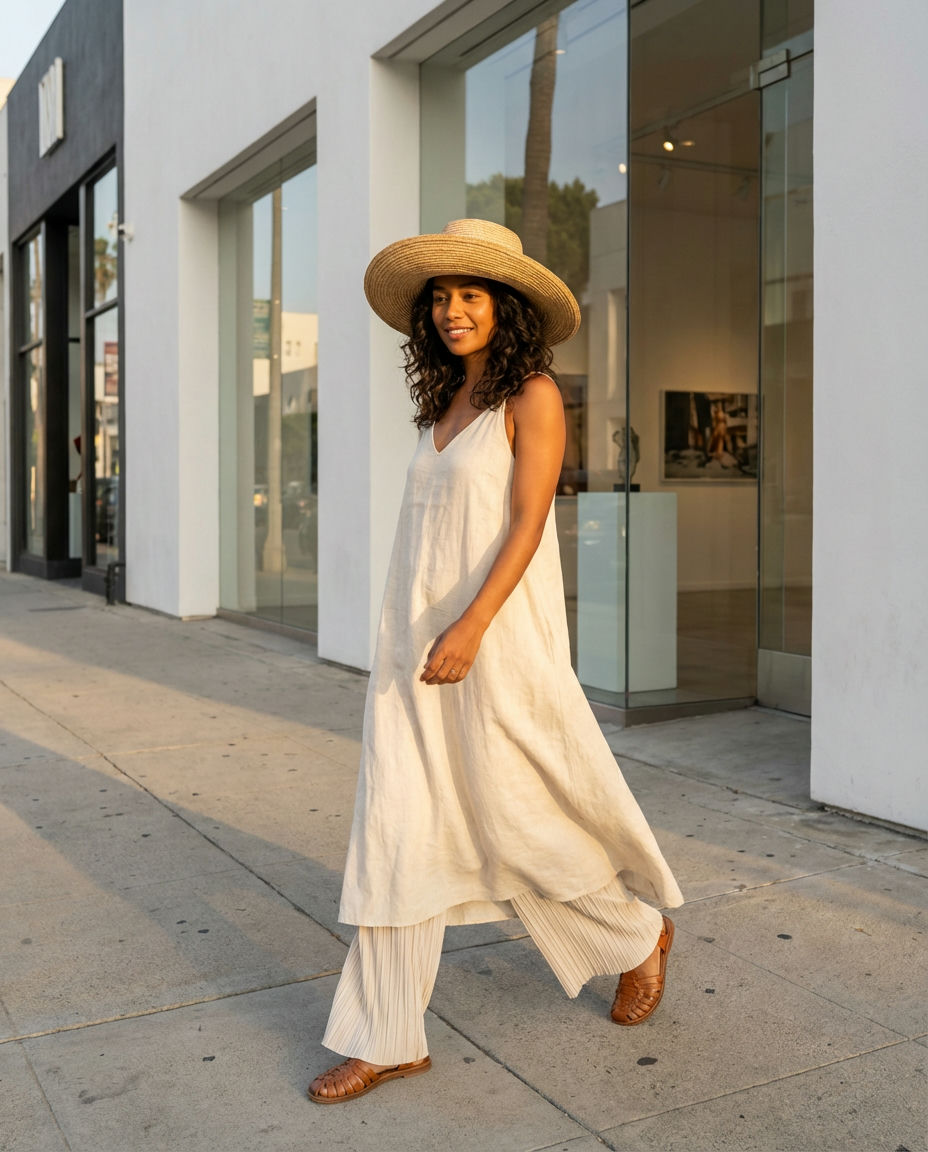 Kimono & Tank Top & Capri Pants