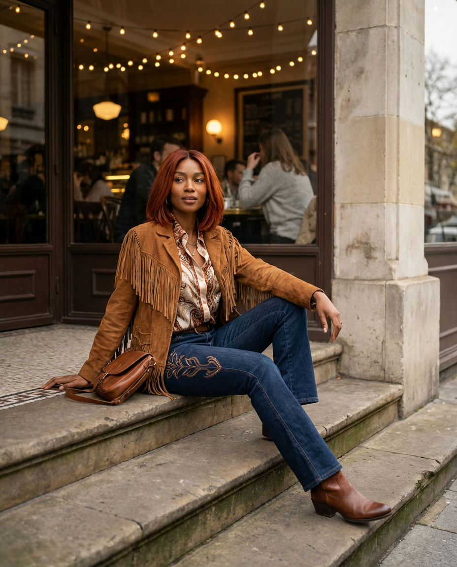 Western-Inspired-Blouse-&-Tailored-Shorts