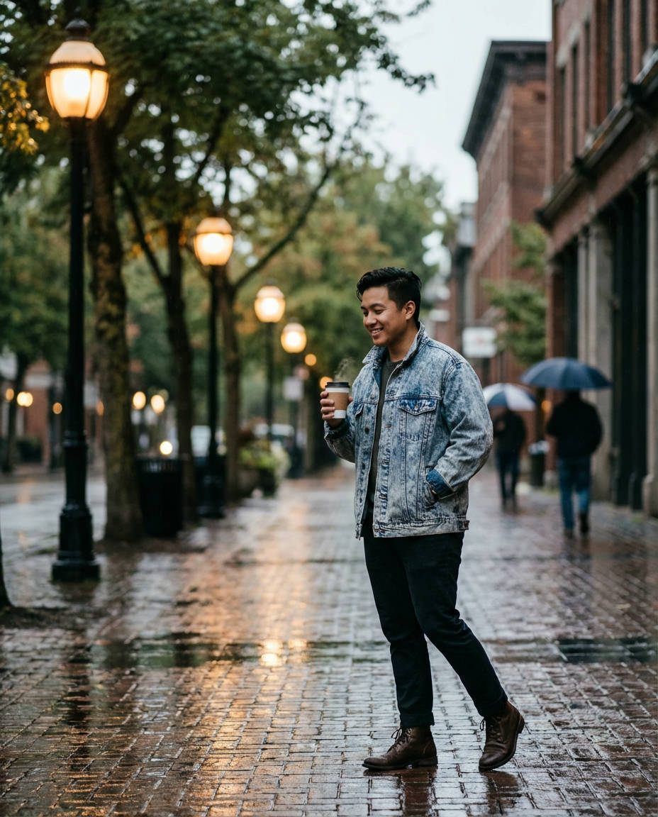 Acid Wash Grunge Denim Jacket