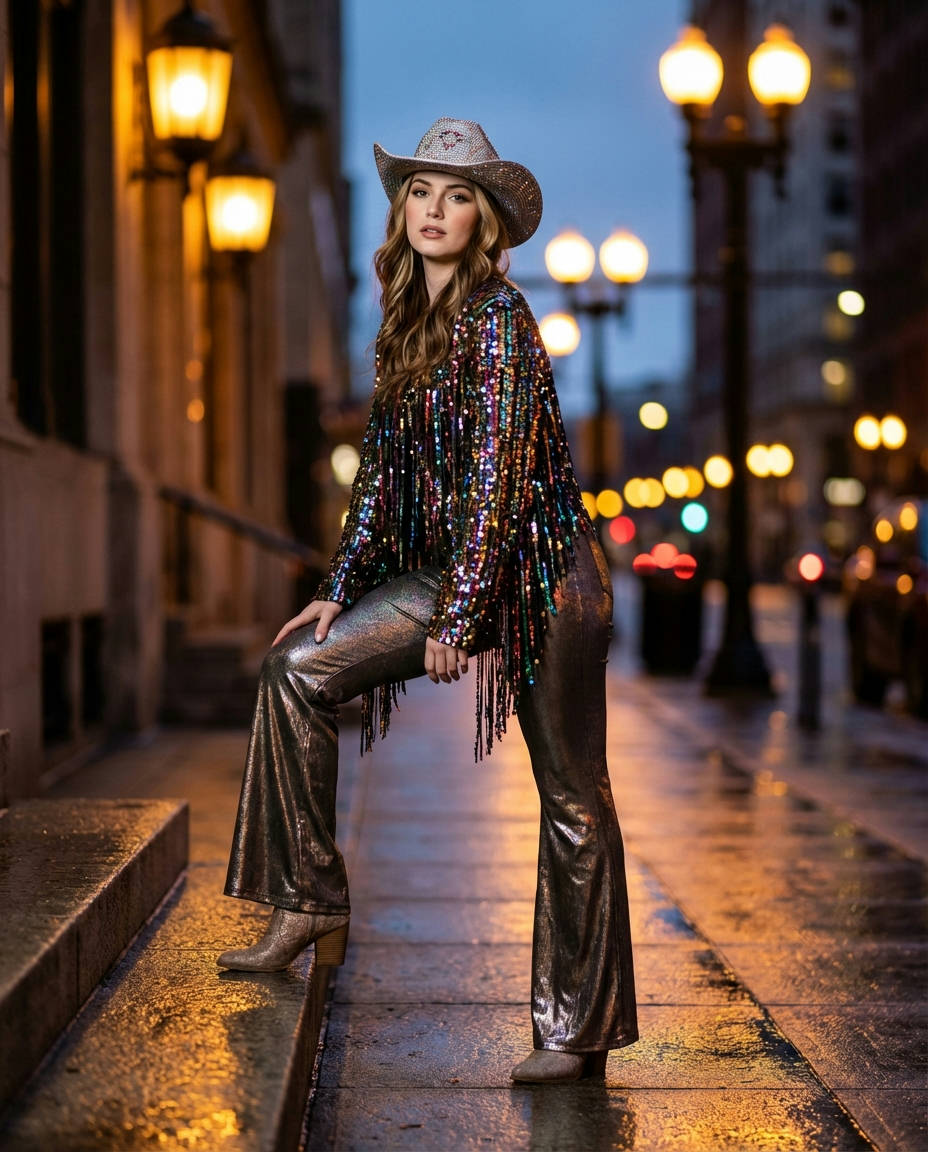 Elegant Cowboy Hat & Dress