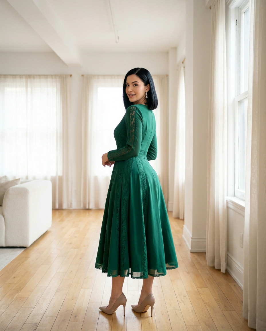 Vintage Inspired Formal Tea Length Swing Dresses