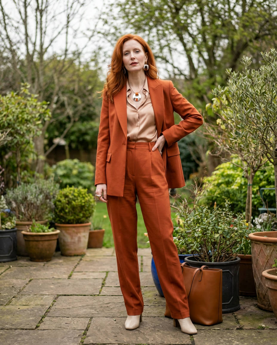 Striped Button-Up with White Trousers