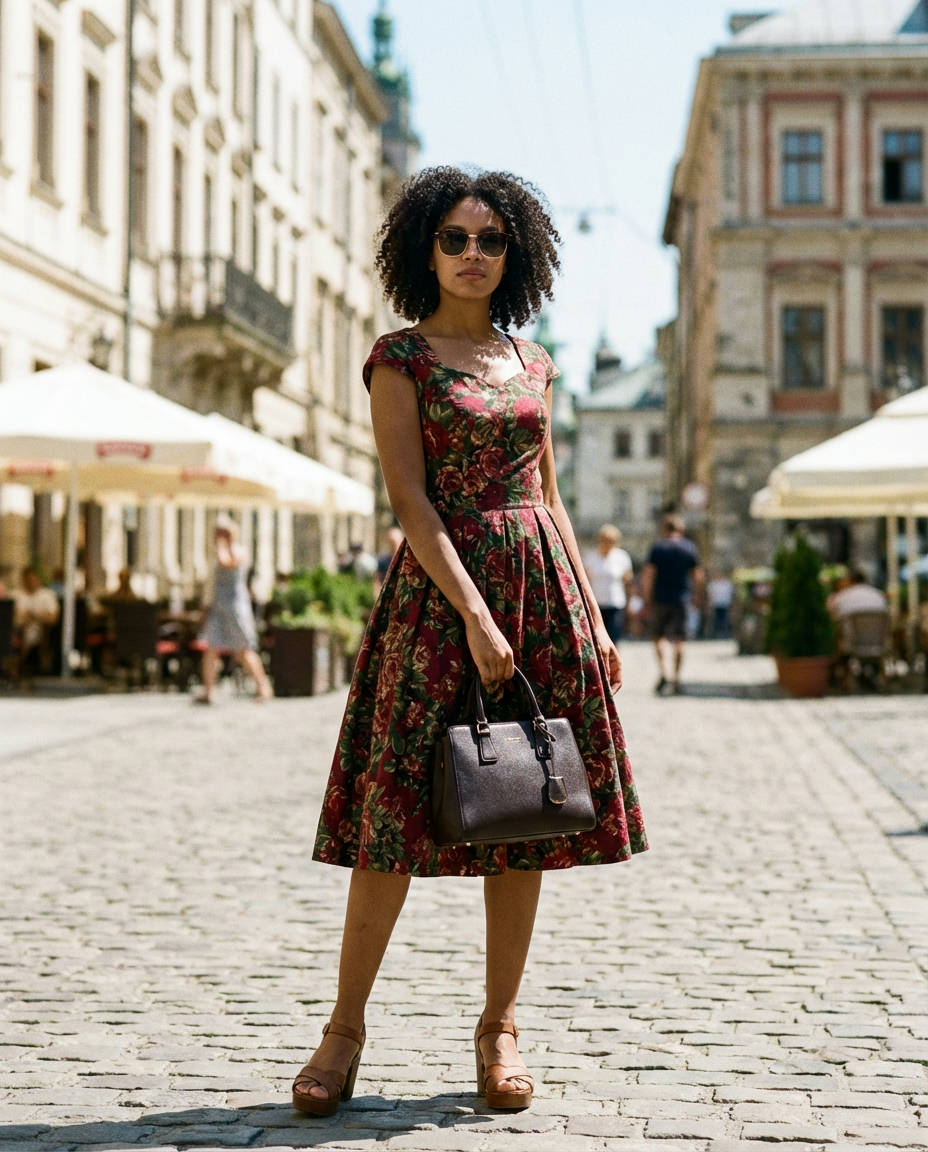 Bold Print Skirt & Simple Top