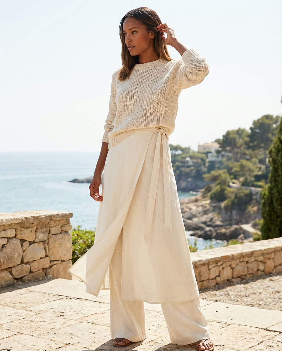 Cropped Blouse & Pleated Pants