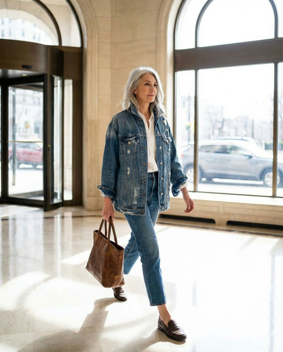 Denim Jacket and Flowy Midi Skirt