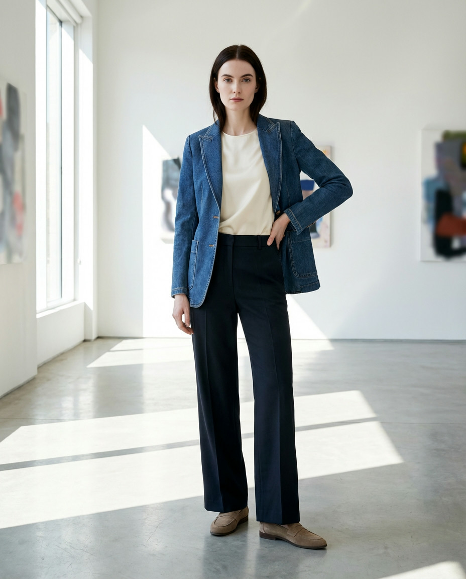 Velvet Blazer with Tailored Trousers