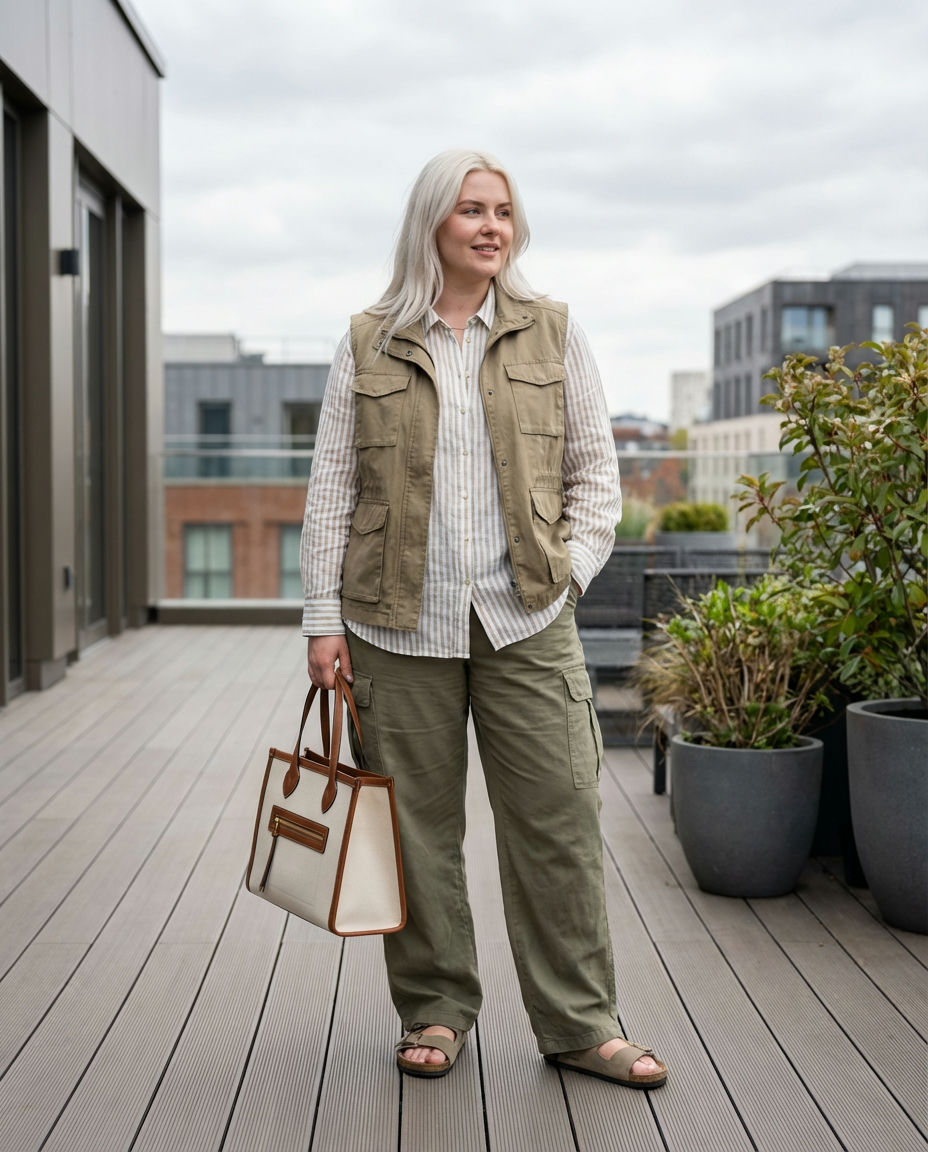 Wide-Leg Trousers & Tucked-In-Tee