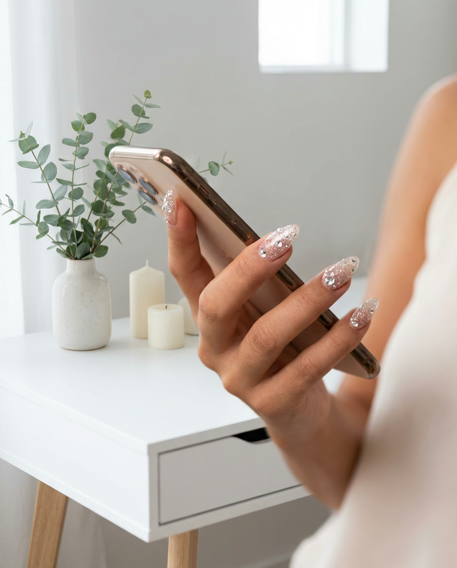 Velvet Effect Stiletto Nails
