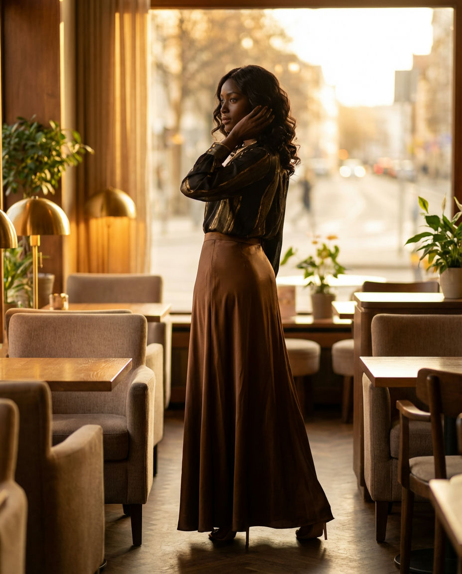 Slit Maxi Skirt with a Halter Neck Top