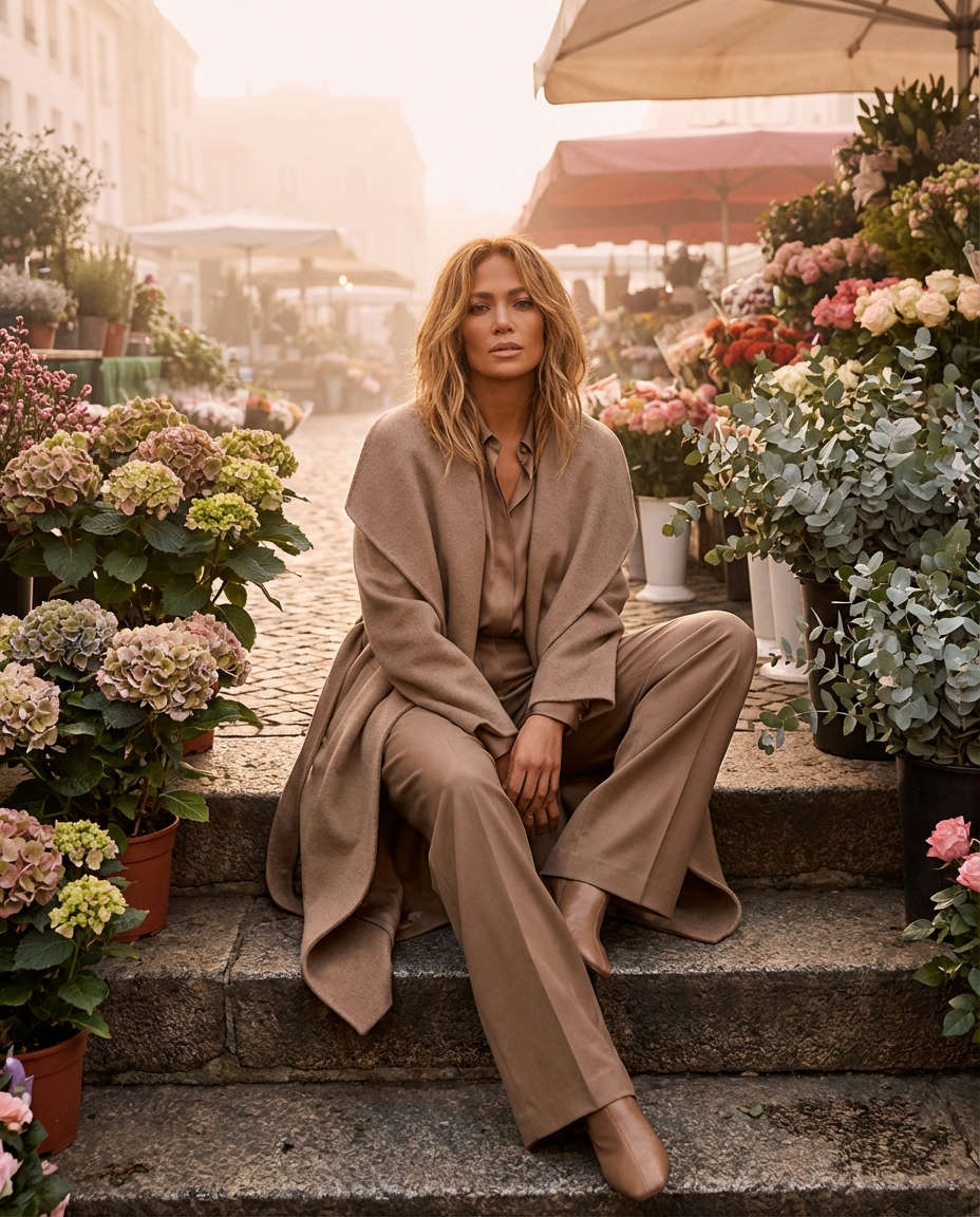 Monochrome Wide-Leg Suit