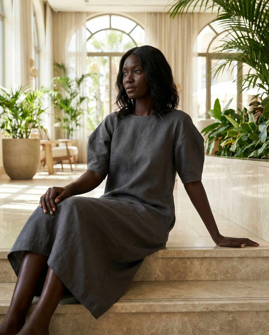 Structured A-Line Midi Dress