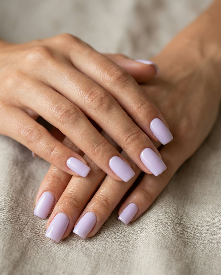 Soft Iridescent Square Nails Ethereal Shimmer