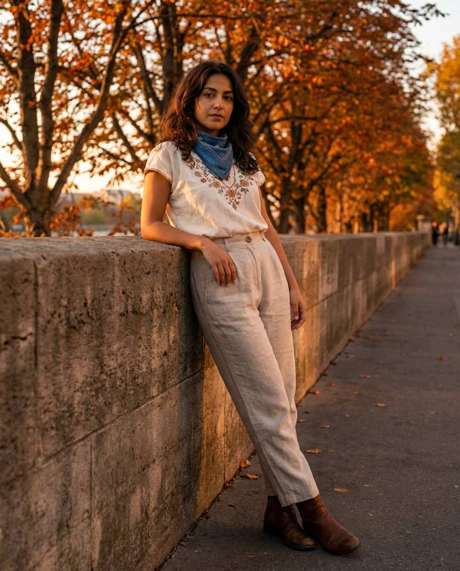 Metallic Accents & Black Denim
