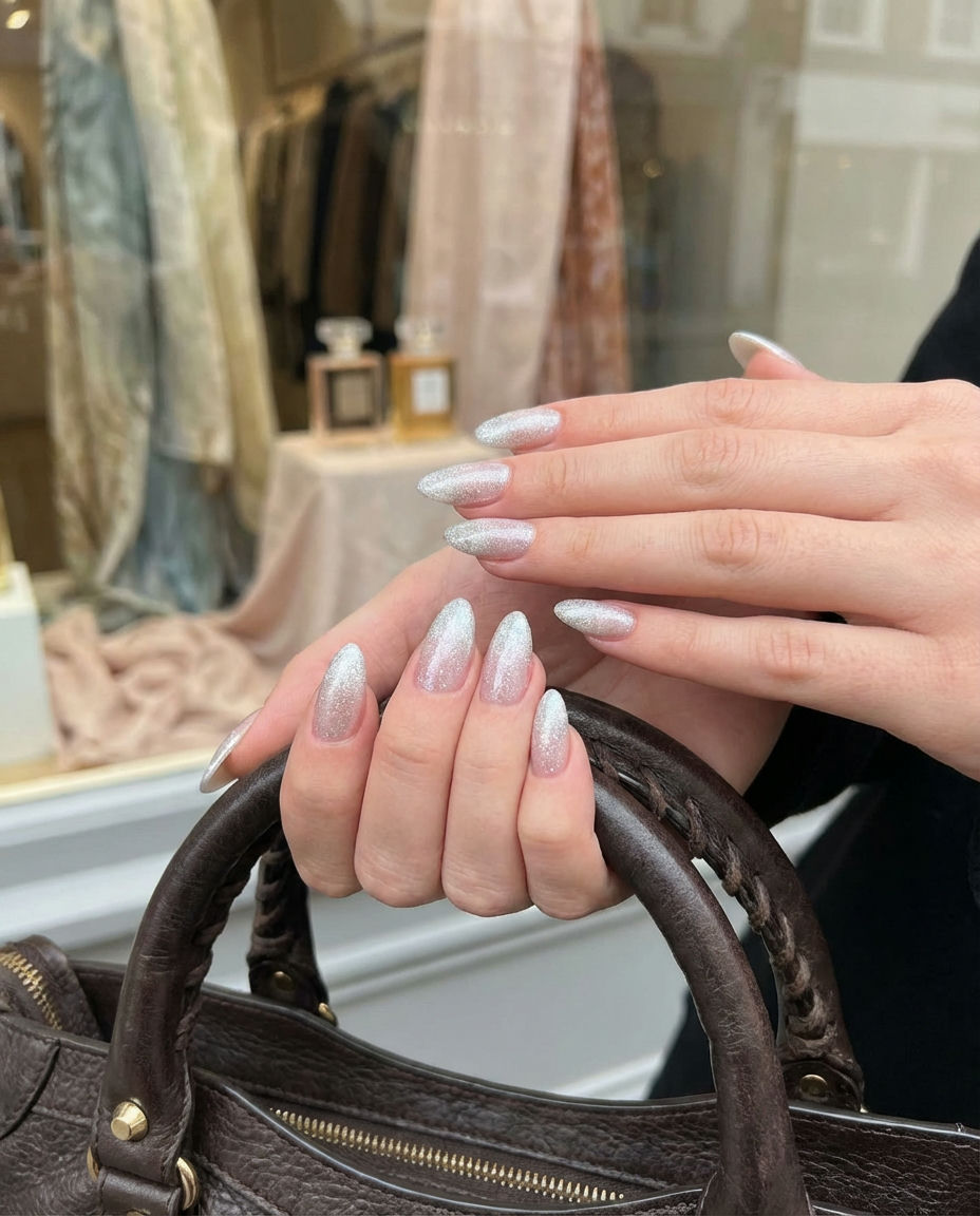 Chrome French Accent Acrylic Overlay Glamour