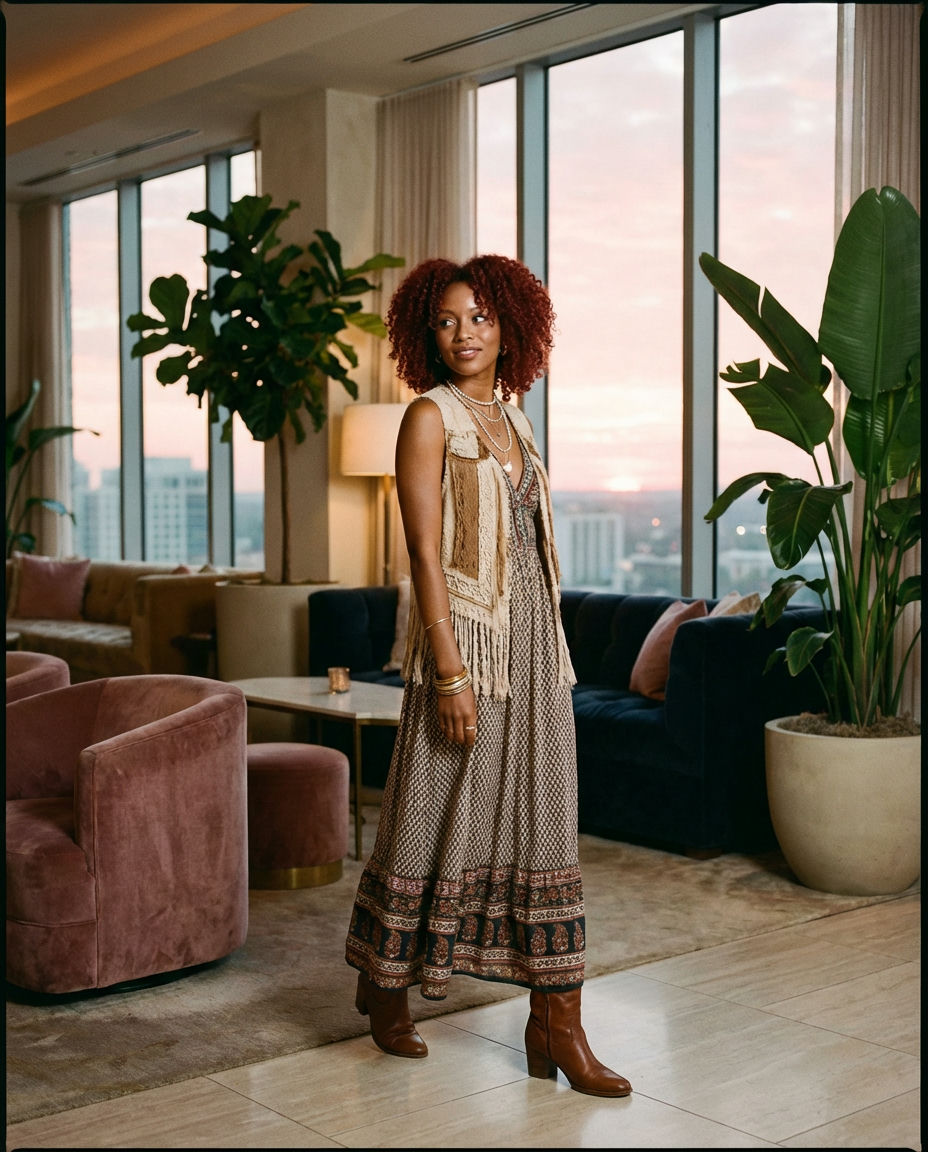 Maxi Dress with Gladiator Sandals