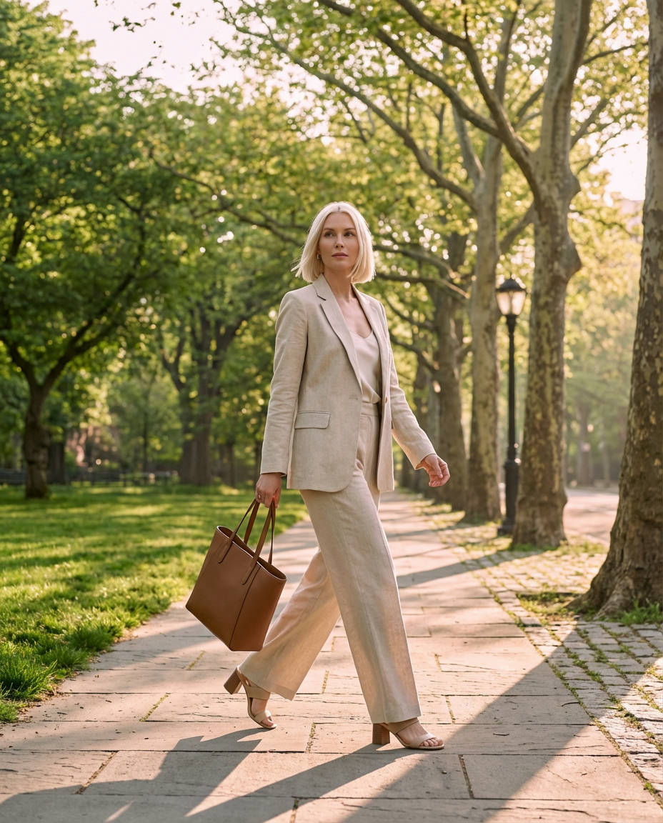 Breezy Linen Blazer & Wide-Leg Trousers